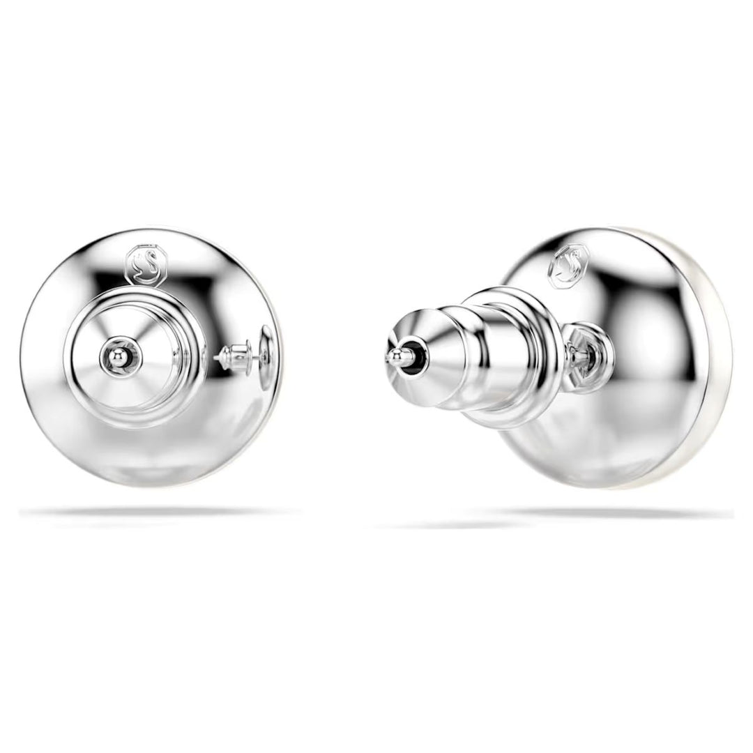 Swarovski Matrix Stud Earrings Crystal Pearl - White with Rhodium Plating - 5747752