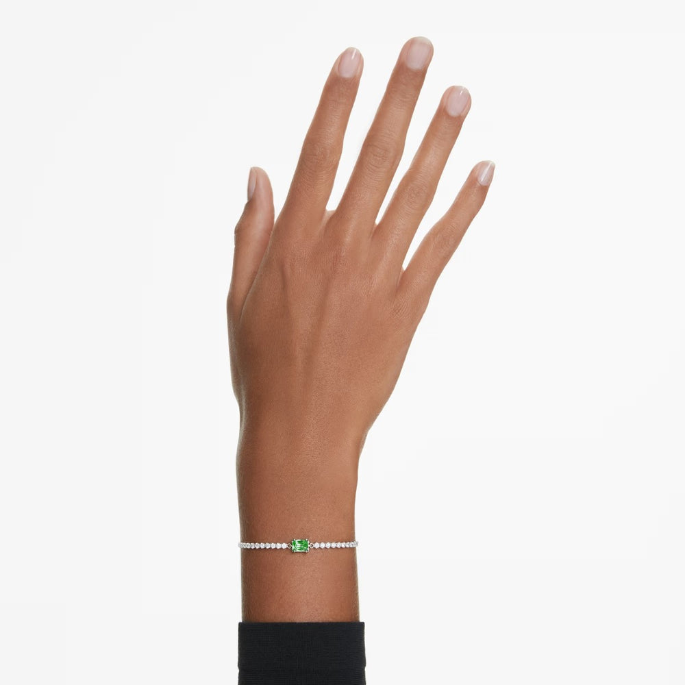 Swarovski Matrix Tennis Bracelet Mixed Cuts Green Rhodium Plated 5693411