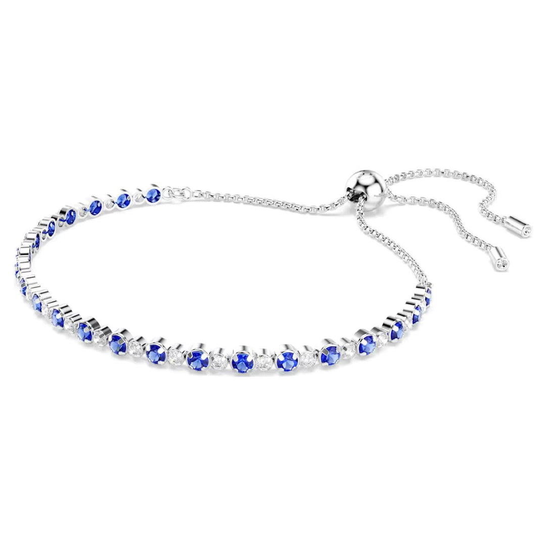 Swarovski Matrix Tennis Bracelet Mixed Round Cuts - Blue with Rhodium Plating - 5725854