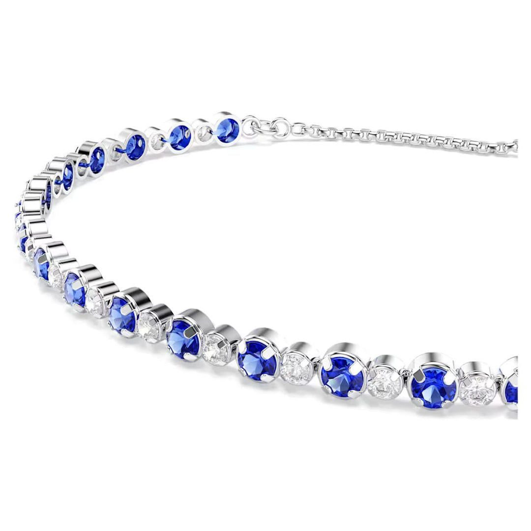 Swarovski Matrix Tennis Bracelet Mixed Round Cuts - Blue with Rhodium Plating - 5725854