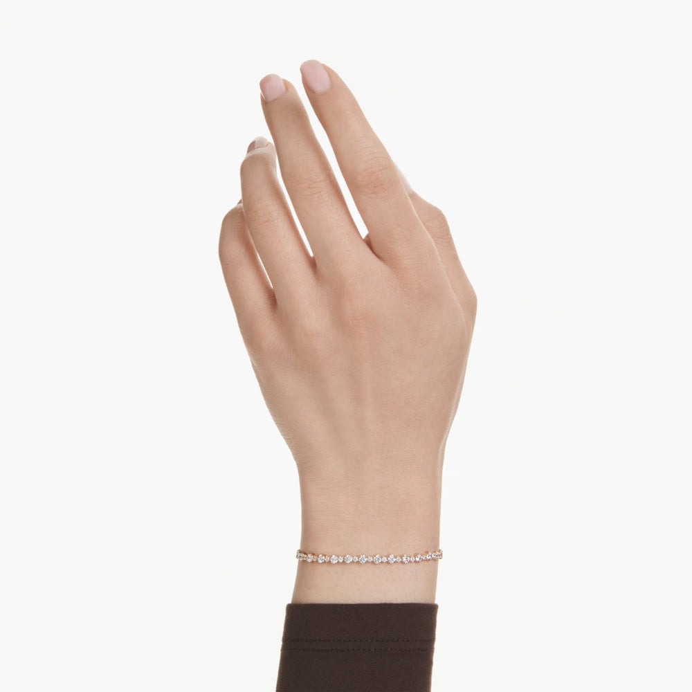 Swarovski Matrix Tennis Bracelet Offset Round Cut - White Gold Tone Plated 5730709