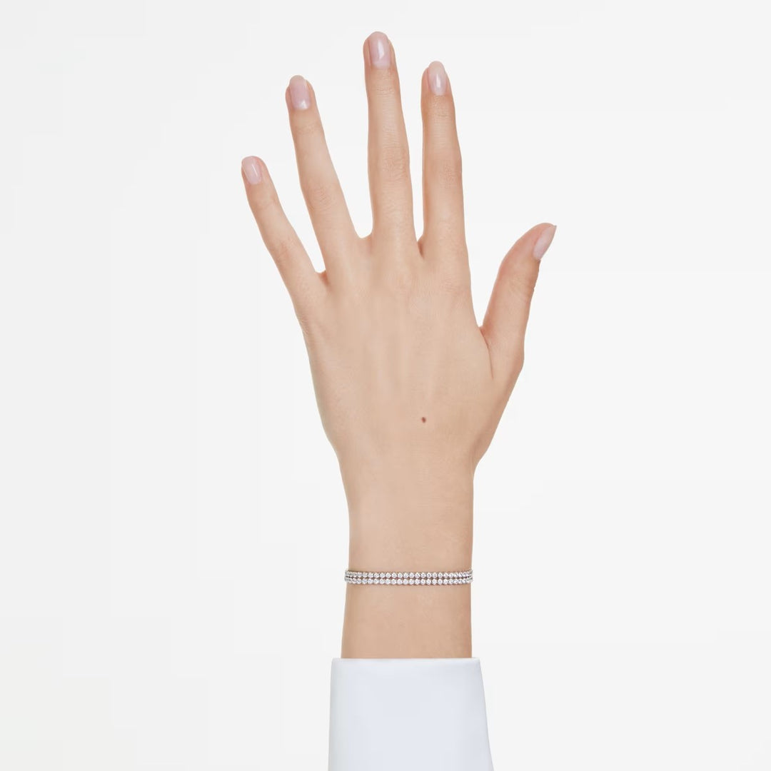Swarovski Double Tennis Slider Bracelet - White with Rhodium Plating 5678252