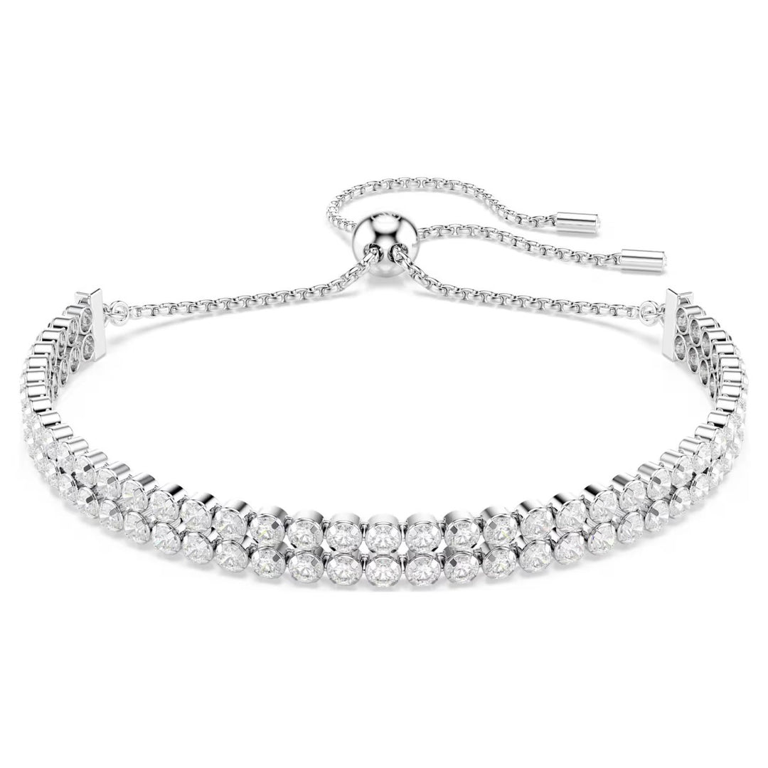 Swarovski Double Tennis Slider Bracelet - White with Rhodium Plating 5678252