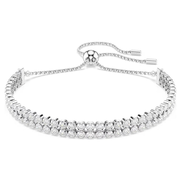 Swarovski Double Tennis Slider Bracelet - White with Rhodium Plating 5678252