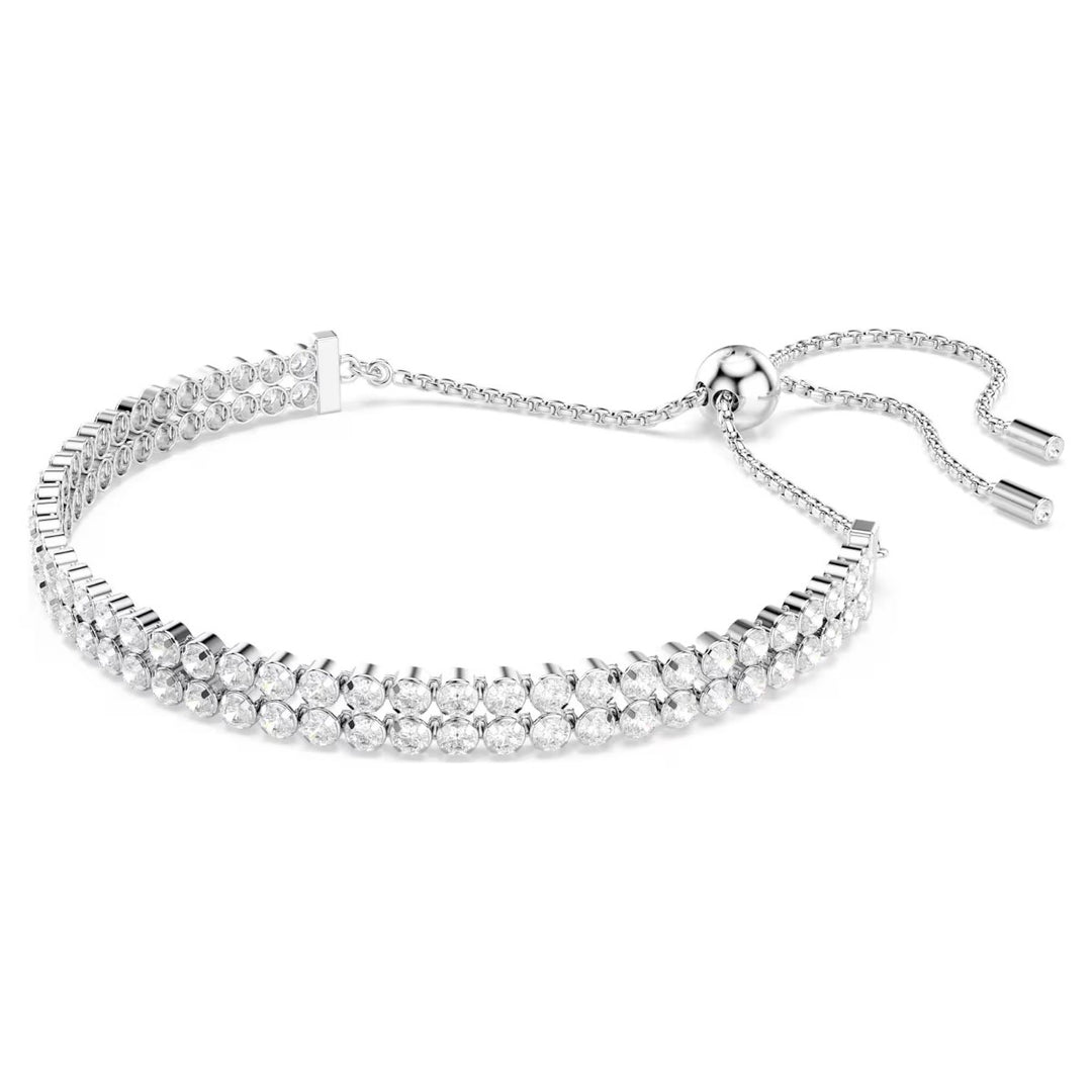 Swarovski Double Tennis Slider Bracelet - White with Rhodium Plating 5678252
