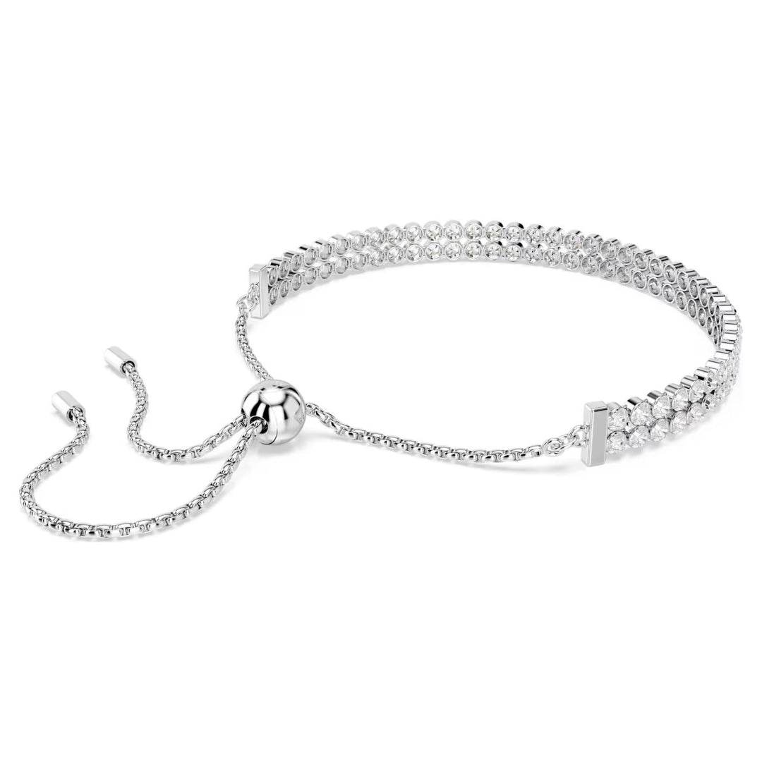 Swarovski Double Tennis Slider Bracelet - White with Rhodium Plating 5678252