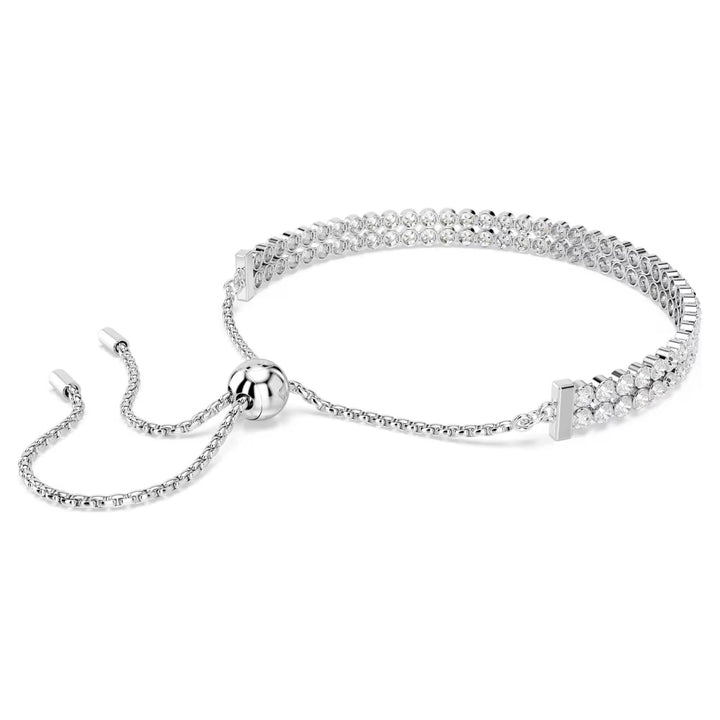 Swarovski Double Tennis Slider Bracelet - White with Rhodium Plating 5678252