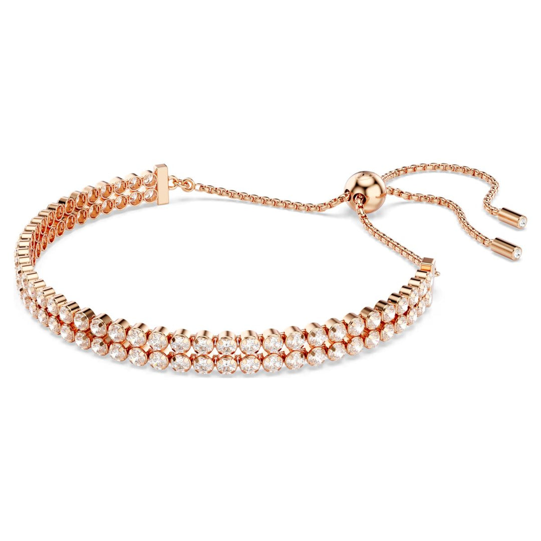 Swarovski Matrix Double Tennis Slider Bracelet - White with Rose Gold Tone Plating - 5677823