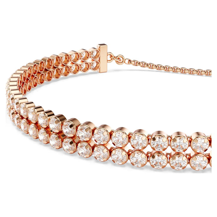 Swarovski Matrix Double Tennis Slider Bracelet - White with Rose Gold Tone Plating - 5677823