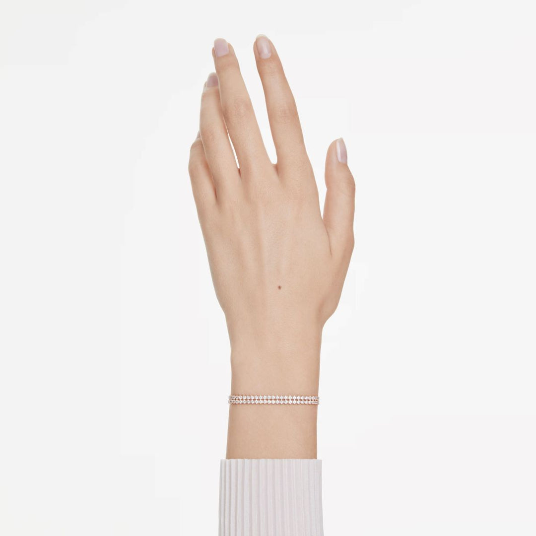 Swarovski Matrix Double Tennis Slider Bracelet - White with Rose Gold Tone Plating - 5677823