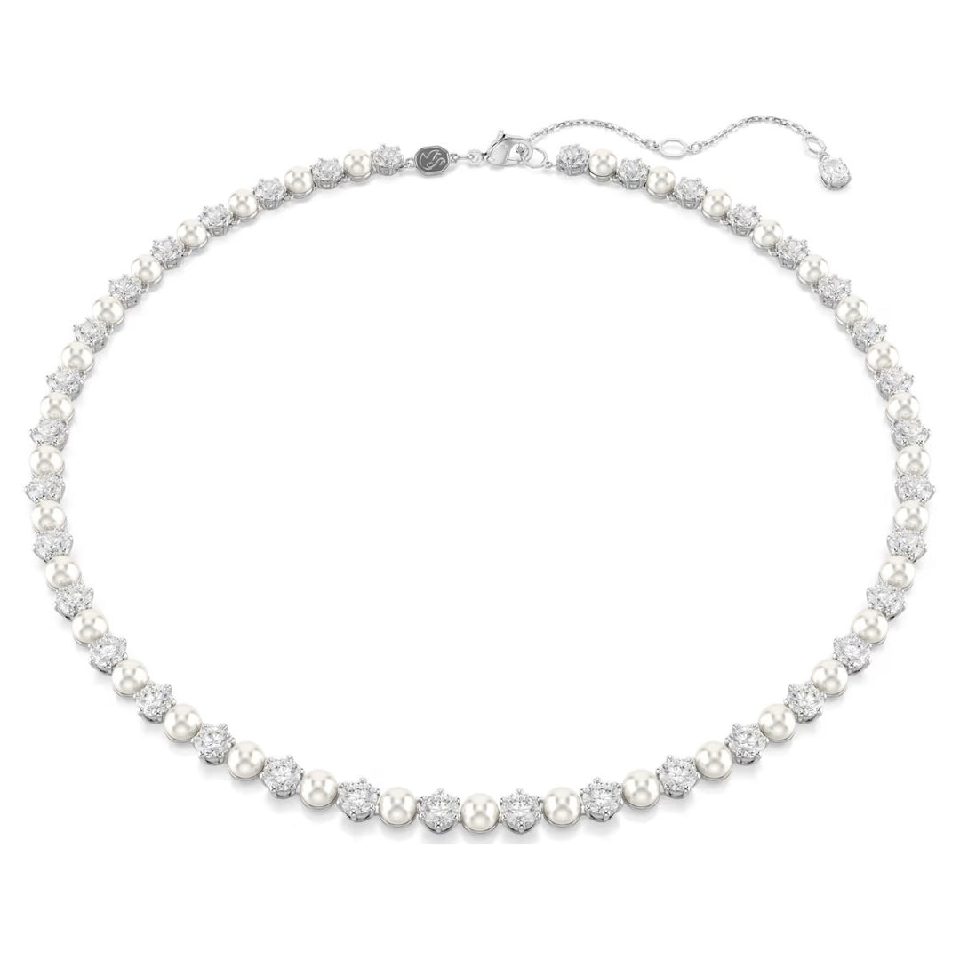 Swarovski Matrix Tennis Necklace Crystal Pearl - White Rhodium Plated 5689623