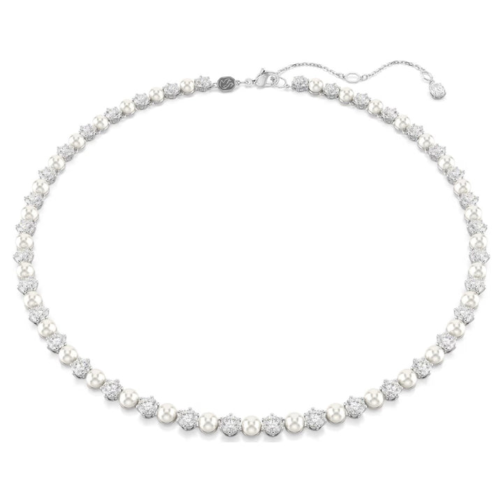 Swarovski Matrix Tennis Necklace Crystal Pearl - White Rhodium Plated 5689623