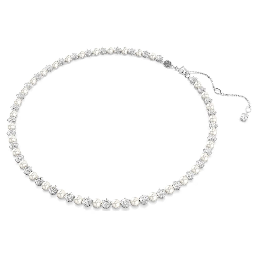 Swarovski Matrix Tennis Necklace Crystal Pearl - White Rhodium Plated 5689623