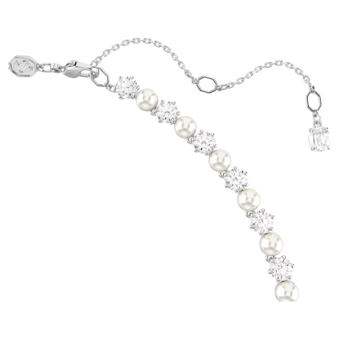 Swarovski Matrix Tennis Necklace Crystal Pearl - White Rhodium Plated 5689623