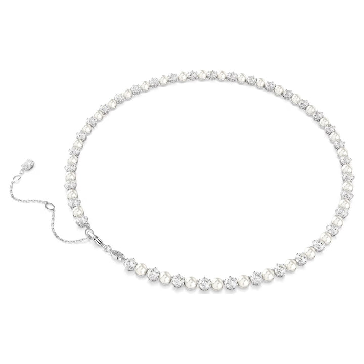 Swarovski Matrix Tennis Necklace Crystal Pearl - White Rhodium Plated 5689623