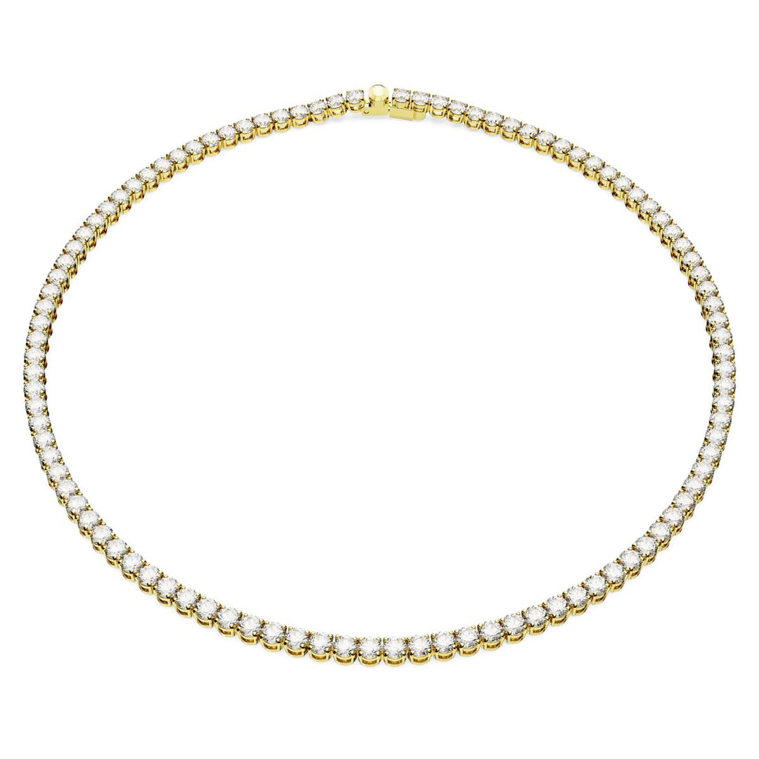 Swarovski Matrix Tennis Necklace Round Cut - White with Gold Tone Plating - 5681795