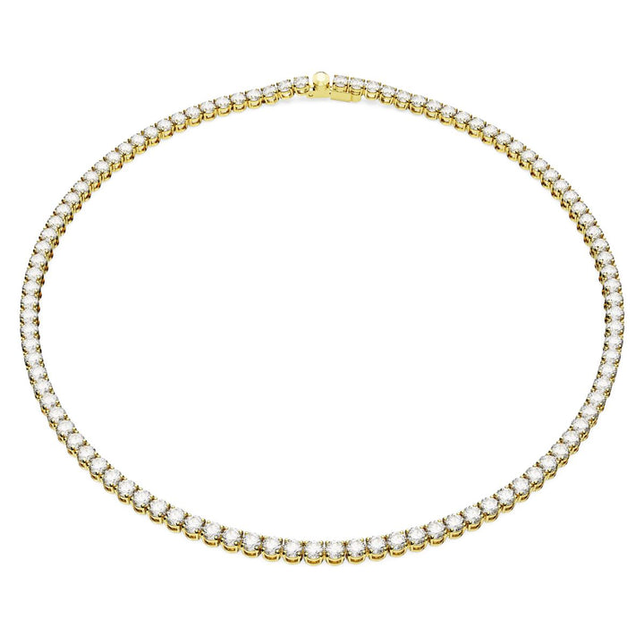 Swarovski Matrix Tennis Necklace Round Cut - White with Gold Tone Plating - 5681795
