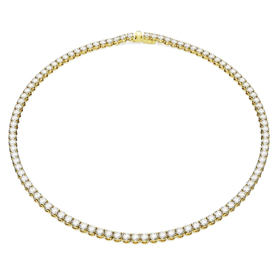Swarovski Matrix Tennis Necklace Round Cut - White with Gold Tone Plating - 5681795