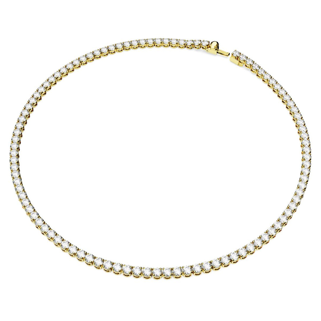 Swarovski Matrix Tennis Necklace Round Cut - White with Gold Tone Plating - 5681795