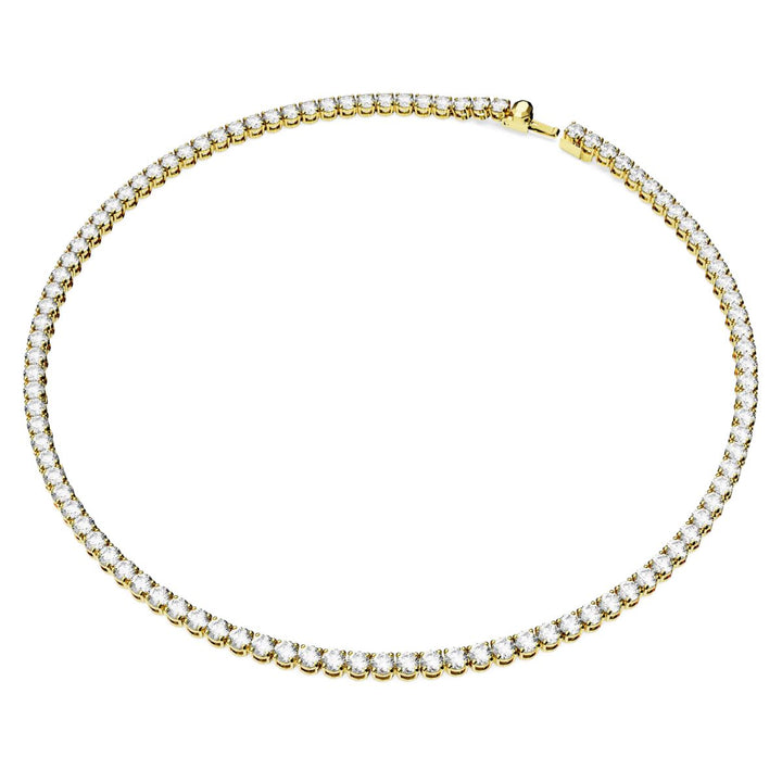 Swarovski Matrix Tennis Necklace Round Cut - White with Gold Tone Plating - 5681795