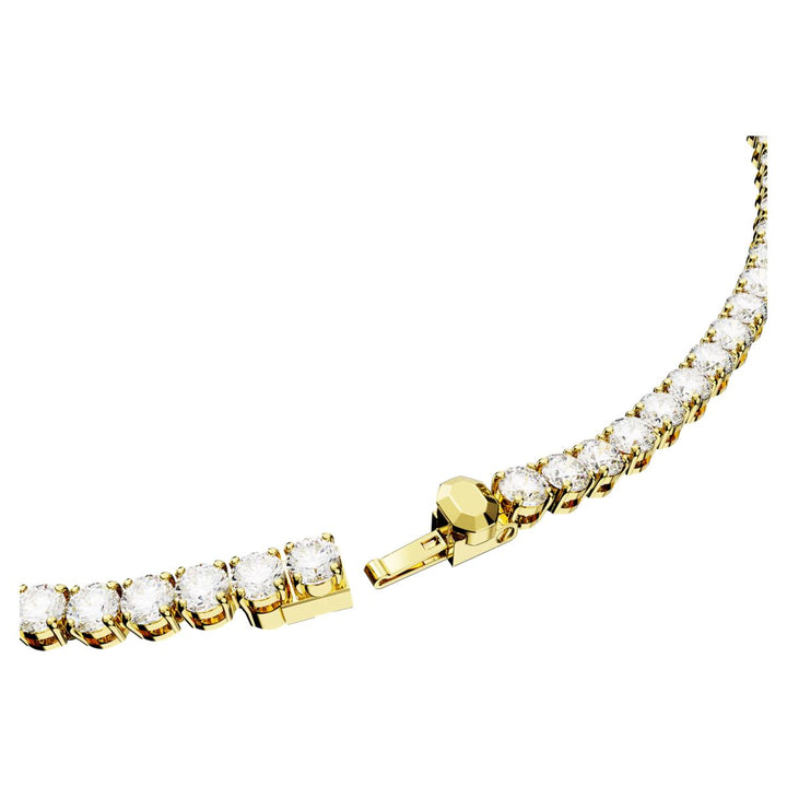 Swarovski Matrix Tennis Necklace Round Cut - White with Gold Tone Plating - 5681795