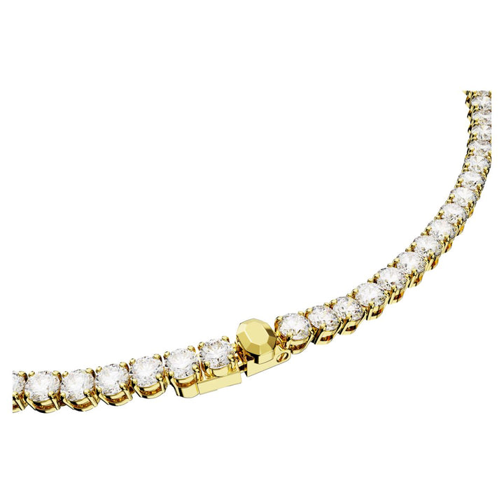 Swarovski Matrix Tennis Necklace Round Cut - White with Gold Tone Plating - 5681795