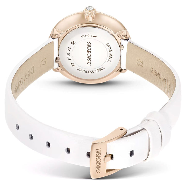 Swarovski Matrix Tennis Watch - Leather Strap White Champagne Gold Tone Finish - 5710103