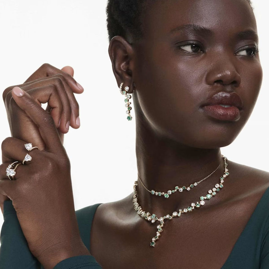 Swarovski Matrix Vittore Hoop Earrings - White with Gold Tone Plating 5733398