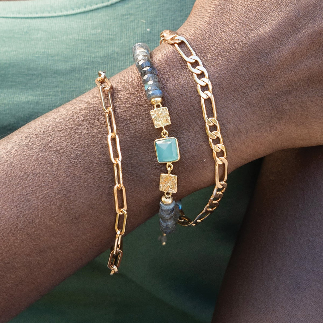 Sarah Alexander Mauritius Gemstone Labradorite and Aqua Chalcedony Bracelet