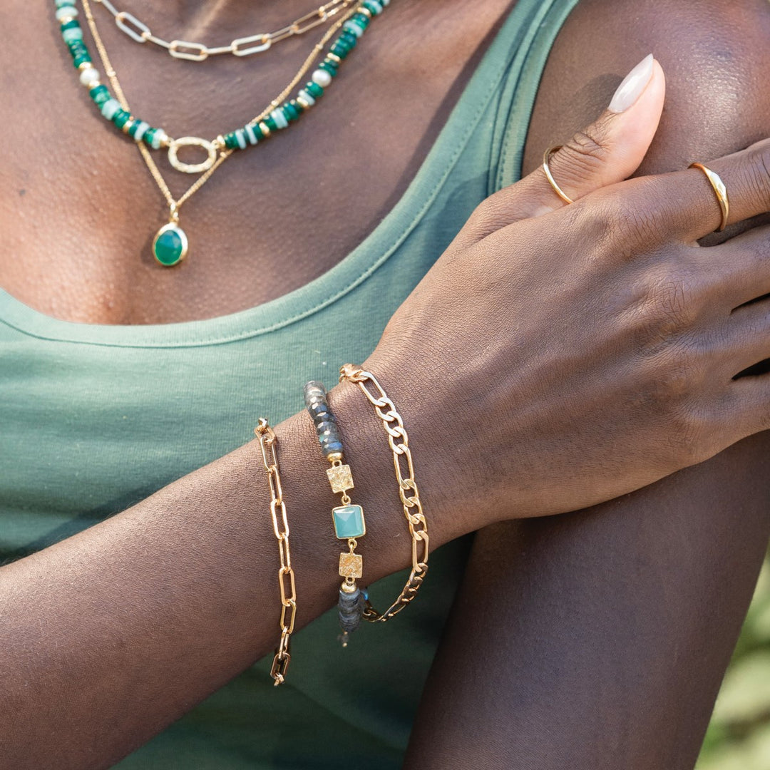Sarah Alexander Mauritius Gemstone Labradorite and Aqua Chalcedony Bracelet