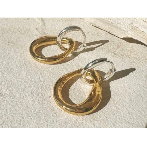 Shyla Meridien Gold and Silver Drop Earrings