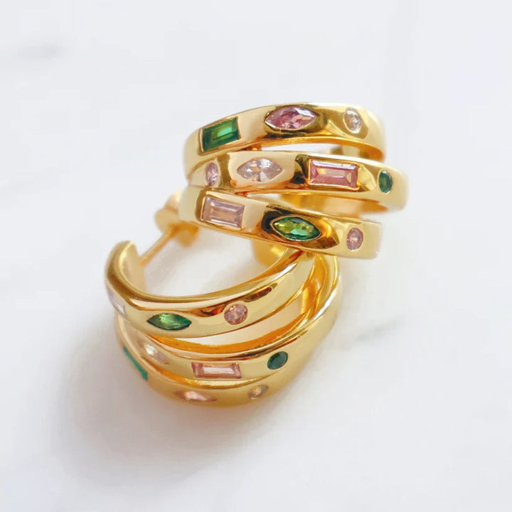 Amelia Scott Chunky Illusion Hoops Flamingo and Gold AS22TRE38