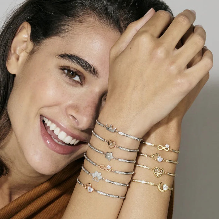 Nomination Milleluci Refined Bracelet Stainless Steel Gold and Zirconia - Tree Life Heart. Item code 028021/017