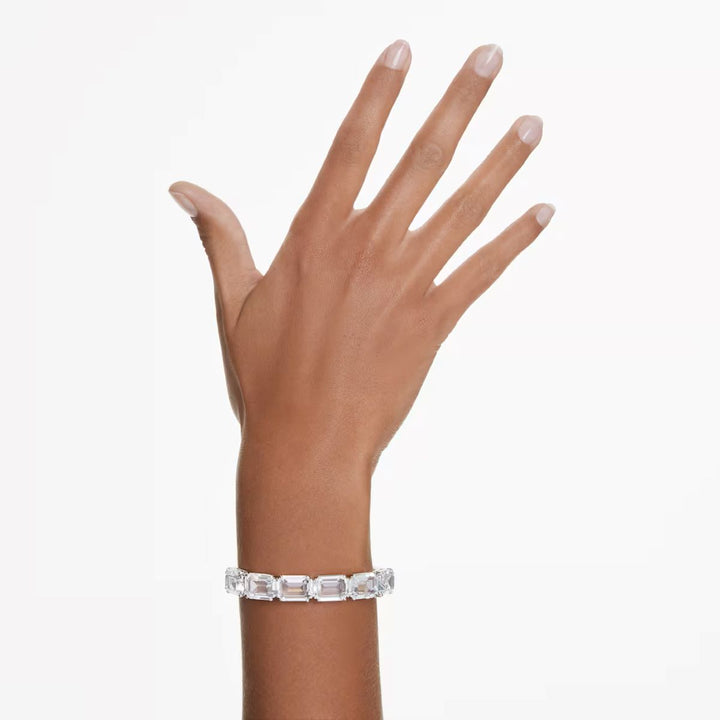 Swarovski Millenia Octagon Bangle - White with Rhodium Plating
