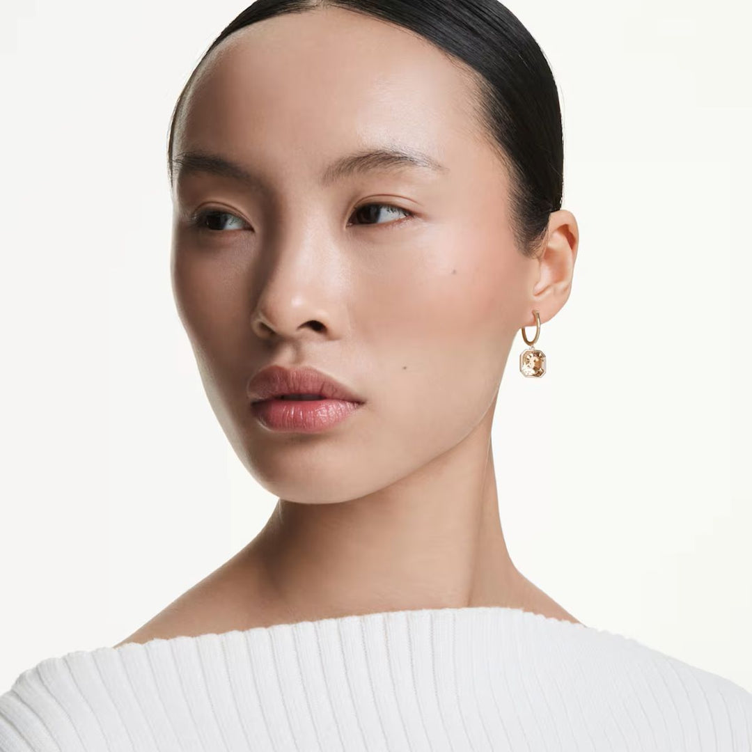 Swarovski Millenia Drop Earrings Square Cut - Caramel with Gold Tone Plating - 5731148