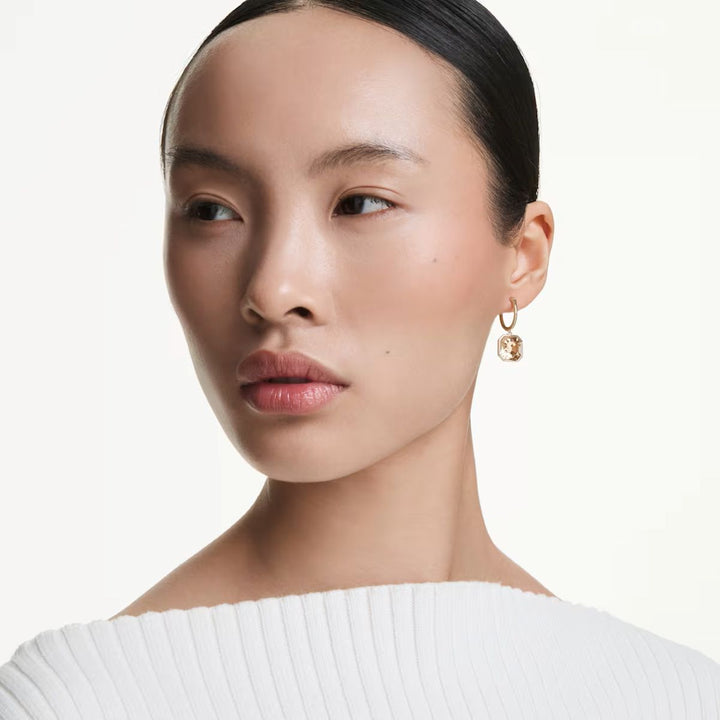 Swarovski Millenia Drop Earrings Square Cut - Caramel with Gold Tone Plating - 5731148