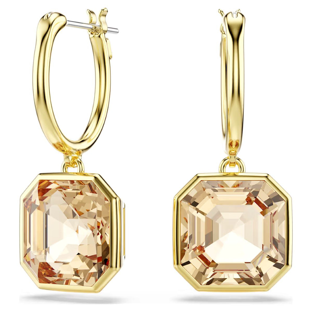 Swarovski Millenia Drop Earrings Square Cut - Caramel with Gold Tone Plating - 5731148