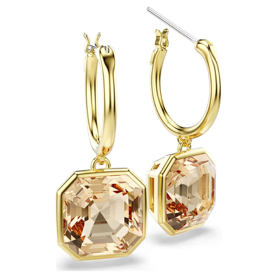 Swarovski Millenia Drop Earrings Square Cut - Caramel with Gold Tone Plating - 5731148