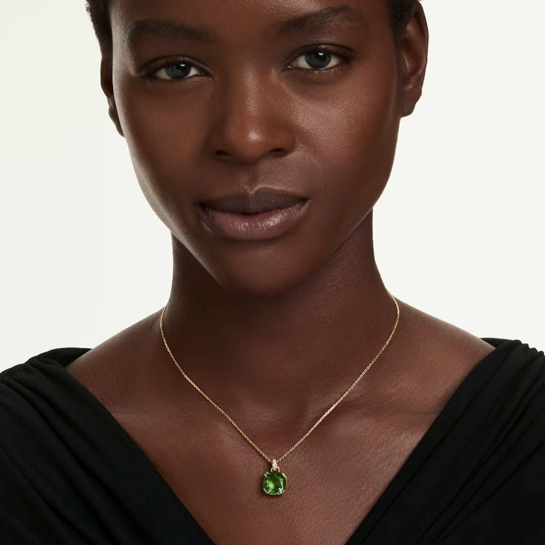 Swarovski Millenia Pendant Cushion Cut - Green 18K Gold Finish