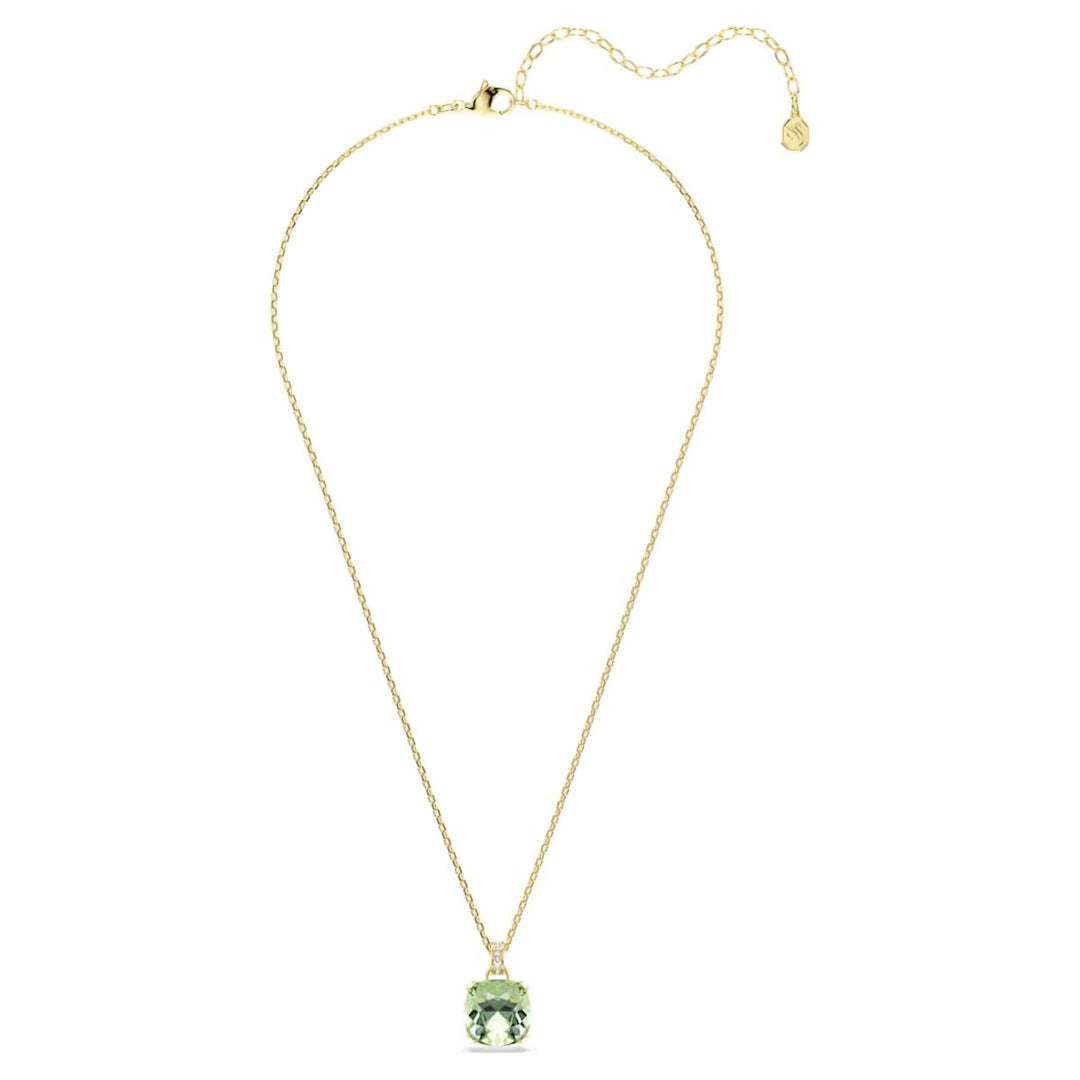 Swarovski Millenia Pendant Cushion Cut - Green 18K Gold Finish