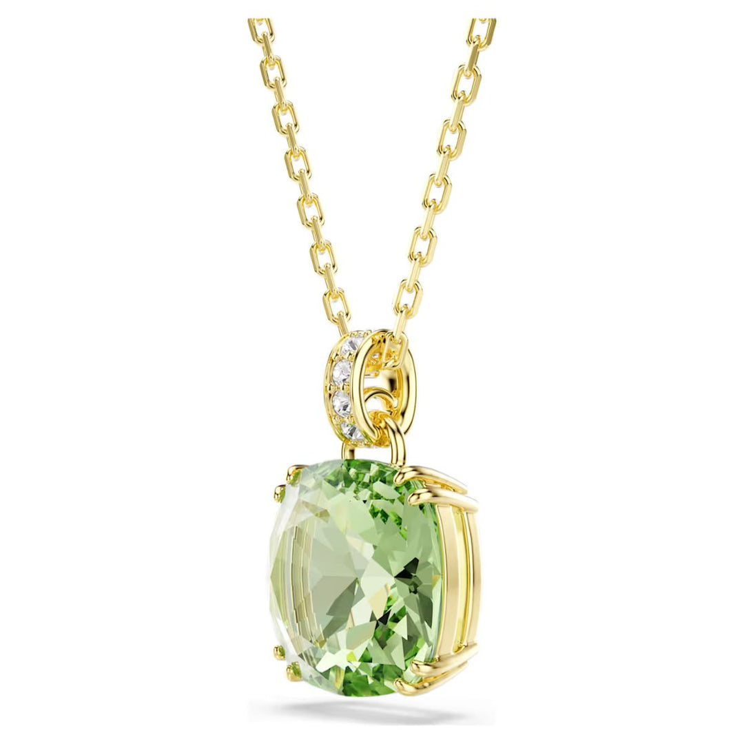 Swarovski Millenia Pendant Cushion Cut - Green 18K Gold Finish