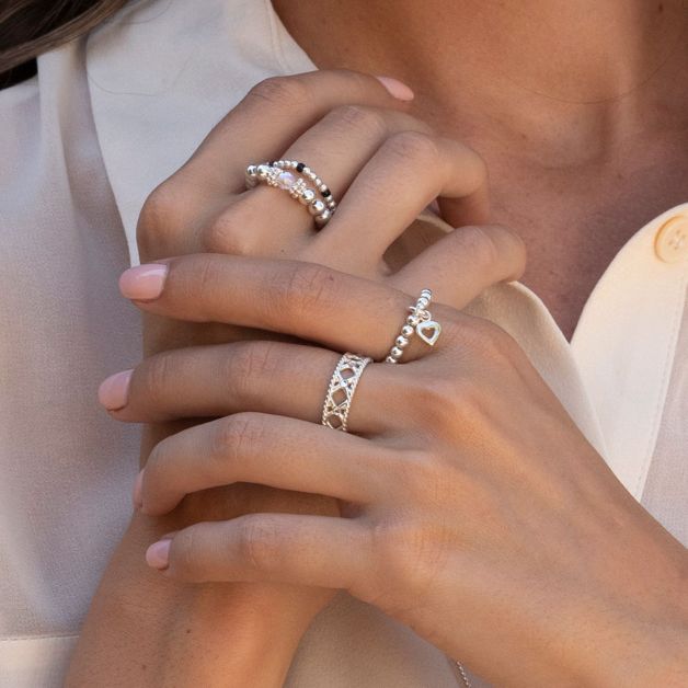 Annie Haak Mini Charm Silver Ring - Open Heart