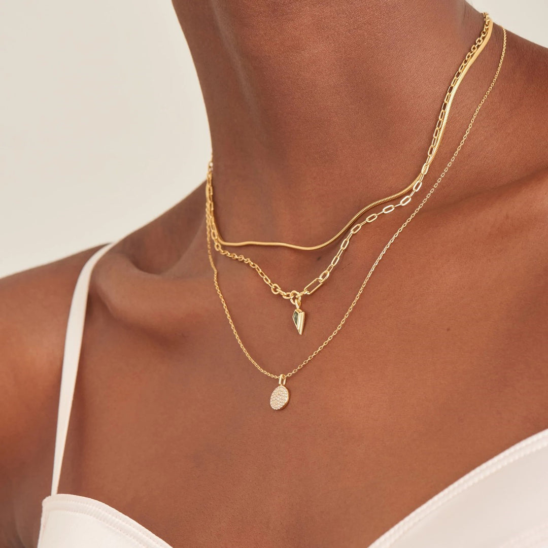 Ania Haie Glam Disc Pendant Necklace Gold Plated