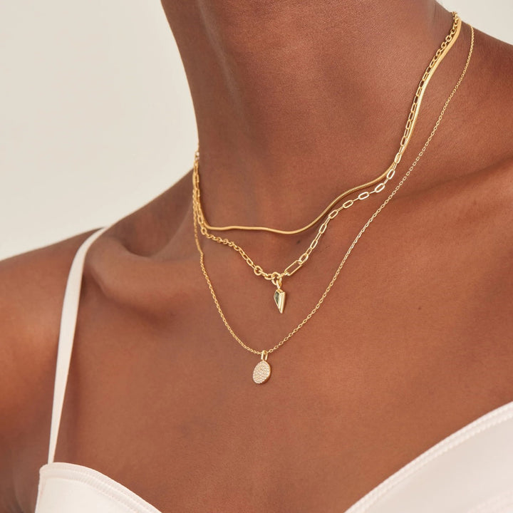 Ania Haie Glam Disc Pendant Necklace Gold Plated