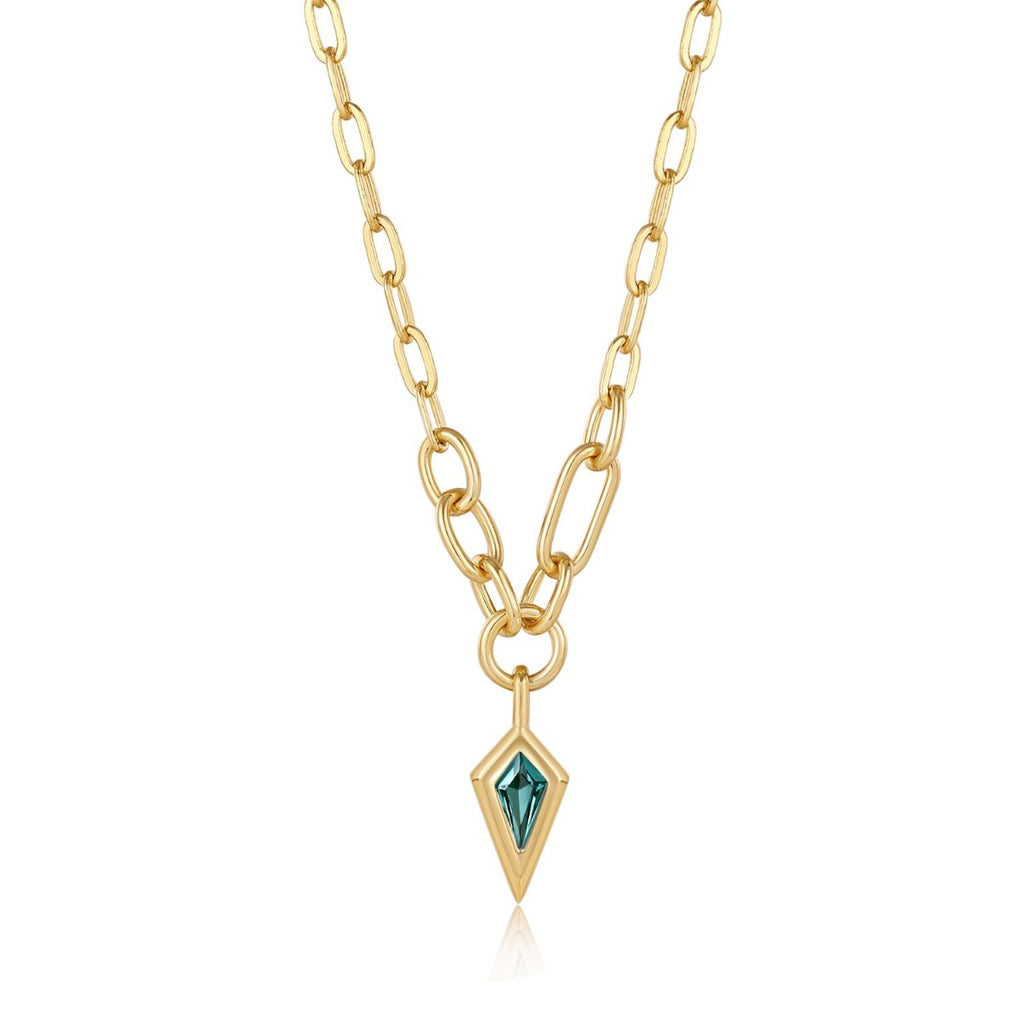 Sparkle Drop Pendant Chunky Chain Gold Necklace