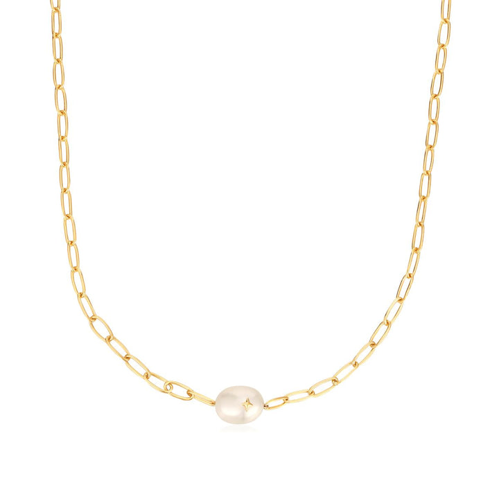 Ania Haie Gold Pearl Sparkle Chunky Chain Necklace - N043-05G
