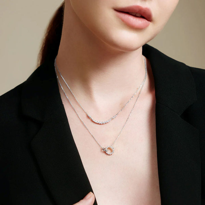 Ania Haie Interlinked Circles Pavé Silver Necklace