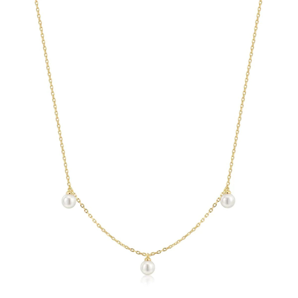Triple Shell Pearl Station Necklace