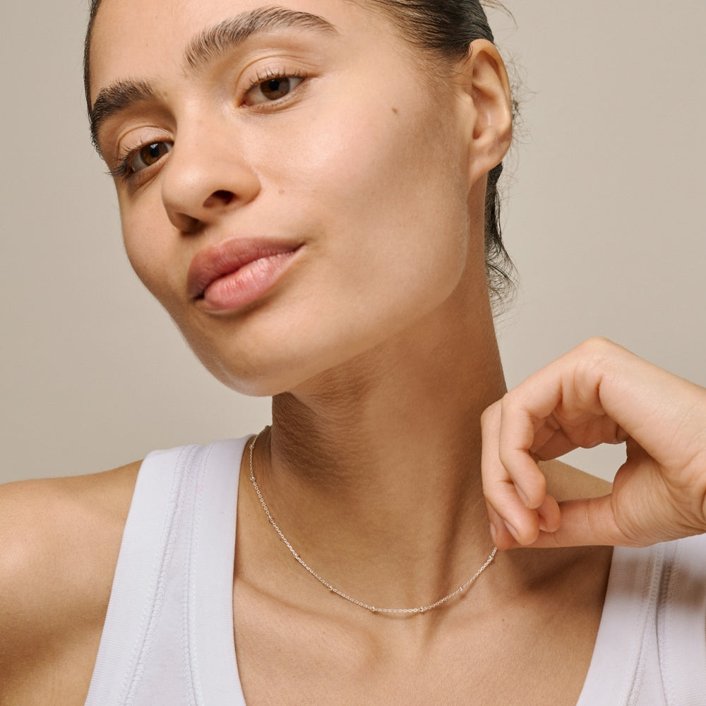 Enamel Copenhagen Beaded Chain Silver Necklace. Item code N141S.