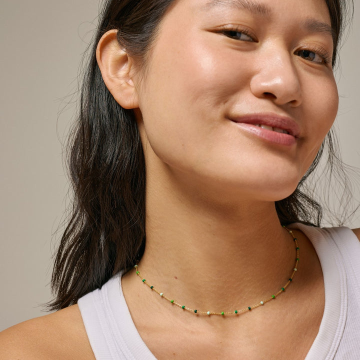 Enamel Copenhagen Lola Spring Gold Necklace. Item code N55G_spring.